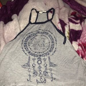 grey and blue spaghetti strap long shirt